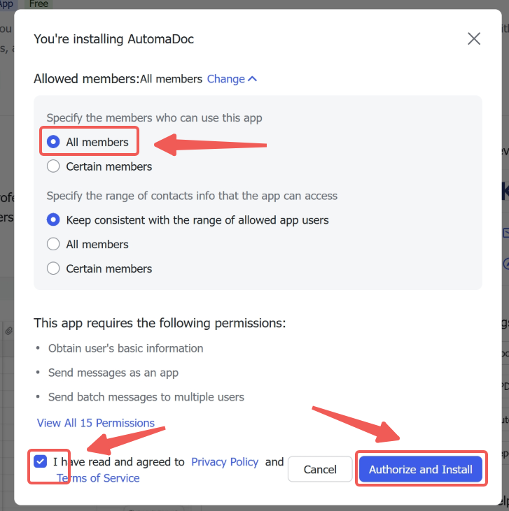Confirming the install-for-all-users selection